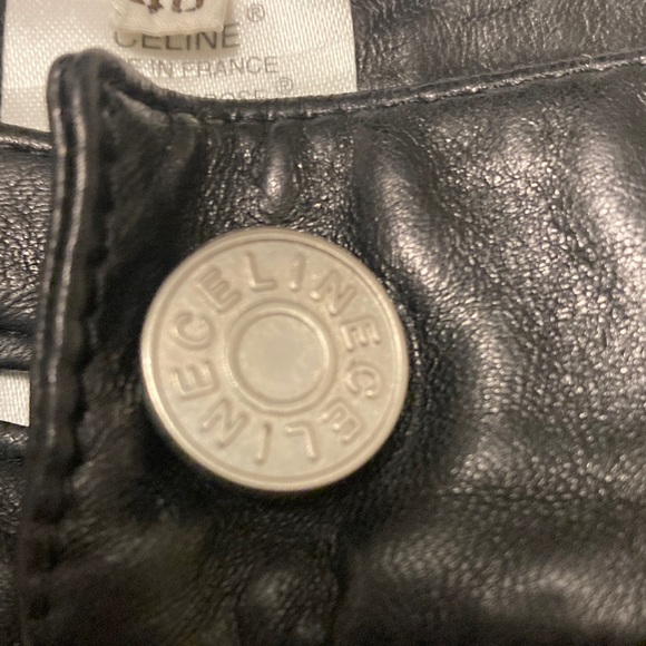 CELINE Black Leather Straight Leg Pants - Picture 3 of 12